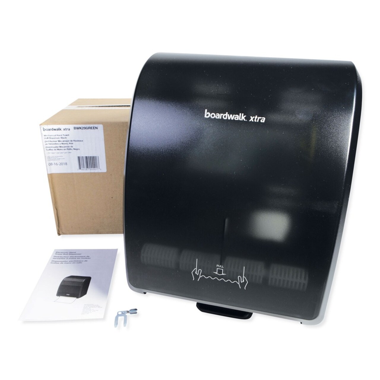Boardwalk 12.31 in. x 9.31 in. x 15.94 in. Xtra Mechanical Hands-Free Towel Dispenser - Black (1-Carton)